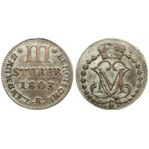 Germany BERG 3 Stüber 1803 R Maximilian IV Joseph(1799-1806). Averse: Crowned monogram within ornamental circle...