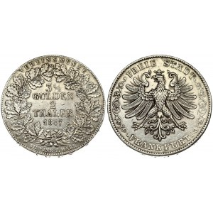 Germany FRANKFURT AM MAIN 2 Thaler 1847 Averse: Crowned eagle with wings open. Averse Legend: FREIE STADT FRANKFURT...