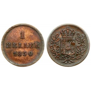 Germany BAVARIA 1 Heller 1850 Maximilian II(1848-1864). Averse: Crowned arms within wreath. Reverse...