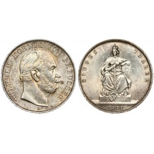Germany PRUSSIA 1 Thaler 1871A Victory over France. Wilhelm I(1861-1888). Averse: Head right. Averse Legend...