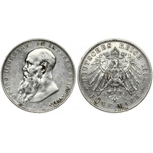 Germany SAXE-MEININGEN 5 Mark 1902D. Georg II(1866-1914). Averse: Long beard. Reverse...