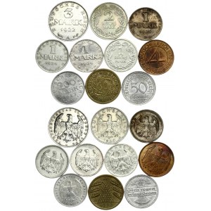 Germany 4-50 Pfennig 1921-1932 & 1-200 Mark 1922-1926. Averse: Denomination above date. Reverse: Eagle. Aluminum...