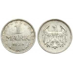 Germany Weimar Republic 1 Mark 1924A Averse: Denomination above date. Reverse: Eagle. Silver. KM 42