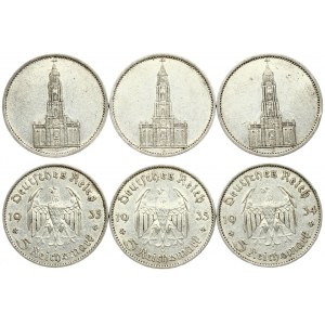 Germany Third Reich 5 Reichsmark 1934A & 1935A. Averse: Eagle divides date; denomination below. Reverse...