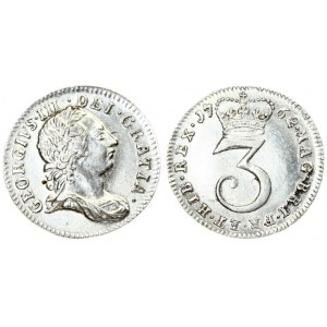 Great Britain 3 Pence 1762 George III(1760-1820). Averse: Laureate bust right. Averse Legend...