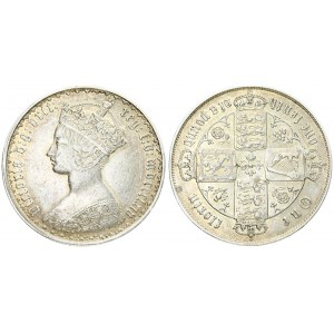 Great Britain 1 Florin 1864 Victoria(1837-1901). Averse: With die number. Reverse: Crowned shields of England...