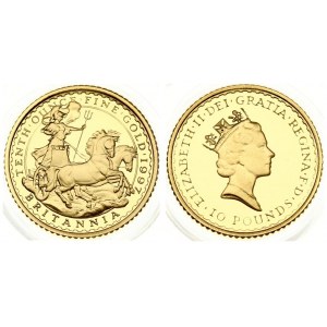 Great Britain 10 Pounds 1997 Elizabeth II(1952-). Averse: Crowned head right. Reverse: Britannia in chariot. Gold...