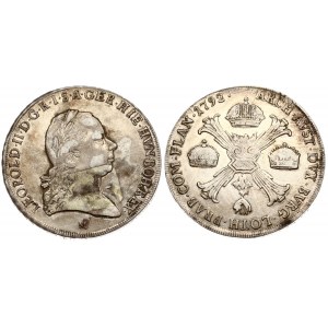 Italy MILAN 1 Thaler 1792 M Leopold II(1790-1792). Averse: Laureate bust to right; mintmark below. Averse Legend...