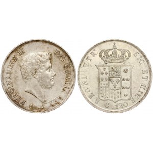 Italy NAPLES 120 Grana 1842 Ferdinando II(1830-1859). Averse: Young bearded head to right; date below. Averse Legend...
