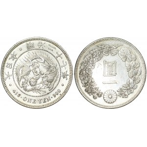 Japan 1 Yen Yr.27(1894) Mutsuhito(1867-1912). Averse: Dragon within beaded circle; legends above; written value below...