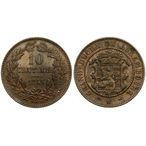 Luxembourg 10 Centimes 1855 (u) Rare William III (1849-1890). Averse: Crowned ornate shield within rope wreath...