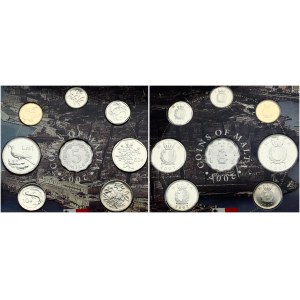Malta 5 Mils & 1-50 Cents & 1 Lira 2007 SET. With Pack. Lot of 8 Coins