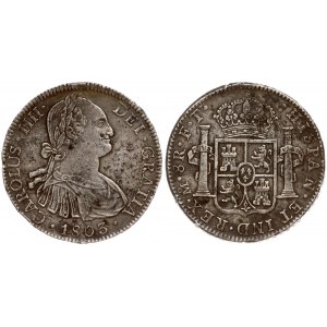 Mexico 8 Reales 1803 FT Charles IV(1788-1808). Averse: Armored bust of Charles IIII; right. Averse Inscription...