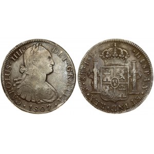 Mexico SPANISH COLONY 8 Reales 1807 TH Charles IV(1788-1808). Averse: Armored bust of Charles IIII right...