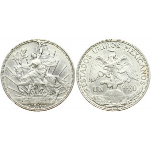 Mexico 1 Peso 1910 Caballito. Averse: National arms. Reverse: Horse and rider facing left among sun rays. Silver...