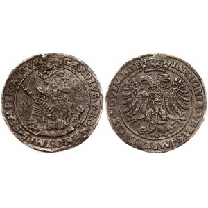 Netherlands Nijmegen 1 Thaler (1555) Carolus V. (1519 - 1556) . Averse: CARLOLVS V ROMANO IMPE SEMPER AVGVS half...