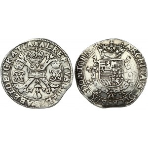 Spanish Netherlands TOURNAI 1 Patagon (1612-21) Albert & Isabella (1612-1621). Averse: St. Andrew's cross; crown above...