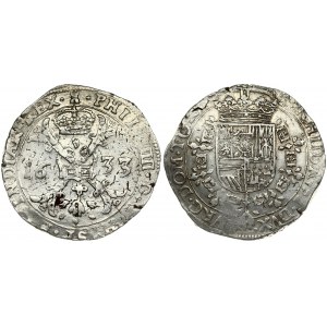 Spanish Netherlands TOURNAI 1 Patagon 1633 Philip IV(1621-1665). Averse: Date divided by St. Andrew's cross...