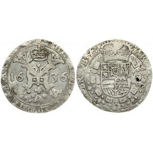 Spanish Netherlands BRABANT 1/2 Patagon 1636 Antwerp. Philip IV(1621-1665). Averse...