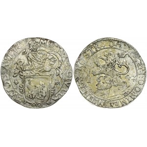Netherlands ZWOLLE 1 Lion Daalder 1642 Averse: Armored knight looking left above Shield with St. Michael. Reverse...
