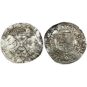 Spanish Netherlands TOURNAI 1 Patagon 1649 Philip IV(1621-1665). Averse: Date divided by St. Andrew's cross...