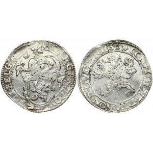 Netherlands WEST FRIESLAND 1 Lion Daalder 1650. Averse: Armored knight looking right behind lion shield. Reverse...