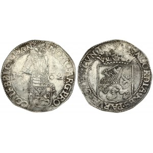 Netherlands OVERIJSSEL 1 Silver Ducat 1662. Averse: Armoured knight standing holding sword behind shield of arms...