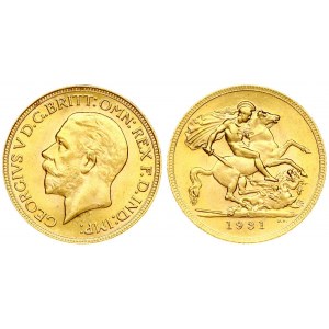 South Africa 1 Sovereign 1931 George V(1910-1936). Averse: Modified effigy; slightly smaller bust. Reverse: St...