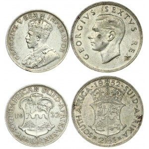 South Africa 2 Shillings 1932 & 2-1/2 Shillings 1952. George V(1910-1936). Averse: Crowned bust left. Reverse...