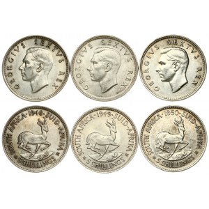 South Africa 5 Shillings 1948-1950 George VI(1936-1952). Averse: Head left. Reverse: Springbok. Silver. KM 40.1...