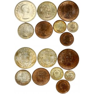 South Africa 1/4-1 Penny & 3-6 Pence & 1- 2-1/2 Shillings 1960 Elizabeth II(1952-). Averse: Laureate head right...