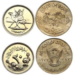 Sudan 20 Ghirsh 1387-1967 & 50 Ghirsh 1392-1972. Averse: Legend and value above flower sprigs. Reverse...