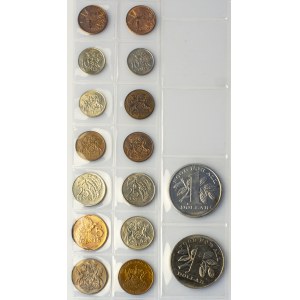 Trinidad & Tobago 1-25 Cents & 1 Dollar(1966-1997). Mostly UNC. Lot of 16 Coins