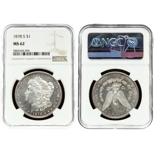 USA 1 Dollar 1878 S 'Morgan Dollar' San Francisco. Averse: Liberty head; facing left. Lettering...