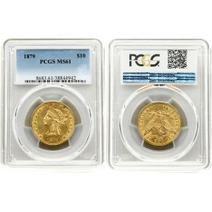 USA 10 Dollars 1879 PCGS MS 61. Metal: Gold (0.900). Weight: 16.72 grams. Diametre: 27.0 mm. Liberty. Coronet head...