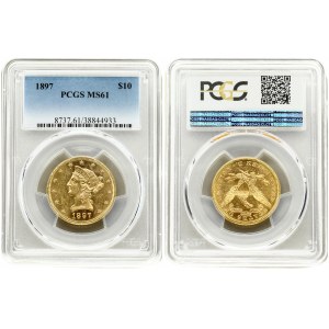 USA 10 Dollars 1897 PCGS MS 61. Metal: Gold (0.900). Weight: 16.72 grams. Diametre: 27.0 mm. Liberty. Coronet head...