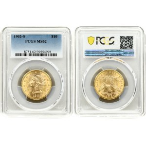 USA 10 Dollars 1902-S PCGS MS 62. Metal: Gold (0.900). Weight: 16.72 grams. Diametre: 27.0 mm. Liberty. Coronet head...