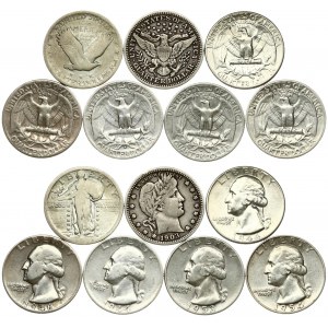 USA ¼ Dollar (1903-1954) 'Barber Quarter & Standing Liberty Quarter & Washington Silver Quarter'. Silver. KM 114; 145...
