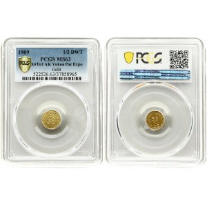 USA fractional 50 Cent 1909 PCGS MS 63. Territorial and Fractional Gold.1909. 1/2 DWT (fractional 50 Cent) - PCGS MS63...