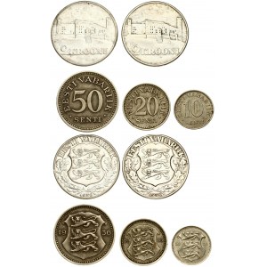 Estonia 10 Senti 1931 & 20 Senti 1935 & 50 Senti 1936 & 2 Krooni 1930. Nickel-Bronze. Silver...