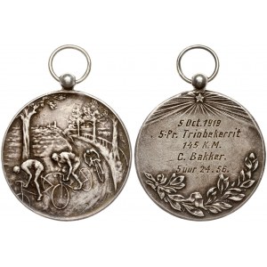 Latvia Medal Bicycle Race 1919. 5 Oct. 1919 5 Pr. Triobekerrit  145 KM. C. Baker. 5 uur 24.56. Silver. Weight approx...