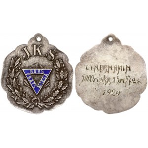 Latvia Medal 1929. J.K.S. GARS PRATS MIESA. Cimermanim 5000m. skr. 15m. 572s. 1929. Silver. Enamel. Weight approx: 14...