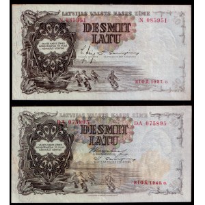 Latvia 10 Latu 1937 & 1940 Riga Banknote. Pick# 29a & 29e. № N 085951 & DA075895...