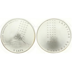 Latvia 1 Lats 2002 National Library. Averse: Country name and diamonds pattern. Reverse...