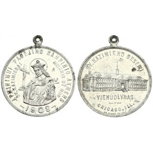 Lithuania Medal Monastery of the Sisters of St Casimir in 1909 Chicago. Aluminum. Weight approx: 6.41g. Diameter...