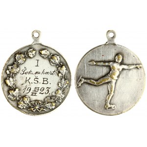 Lithuania Medal 1923 KŠB prize I-place. Prize for the sports competition 1923 VI 23. Bronze Silvered. Weight approx: 16...