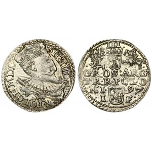 Poland 3 Groszy 1597 Olkusz. Sigismund III Vasa (1587-1632). Crown coins. Averse: Crowned bust right. Reverse: Value...
