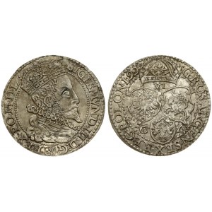 Poland 6 Groszy 1599 BIG HEAD Malbork. Sigismund III Vasa (1587-1632). Averse: Crowned bust right. Reverse...