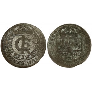 Poland 1 Zloty (tymf) 1663 AT . John II Casimir Vasa(1648-1668). Averse: Crowned monogram. Reverse: Crowned shield...