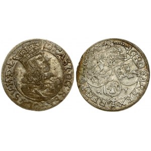 Poland 6 Groszy 1663 AT John II Casimir Vasa (1649–1668). Averse: Large crowned bust right in linear circle. Reverse...